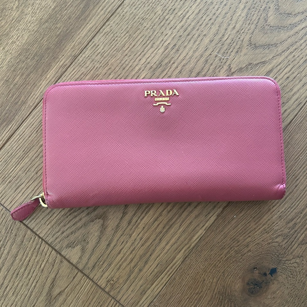 Prada Pink Saffiano Leather Wallet